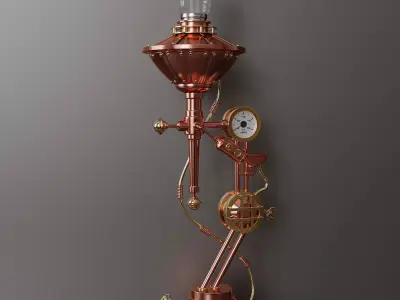 Steampunk electric table lamp 3D model