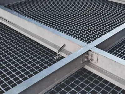 Industrial Metal Grate Platform Set Low-poly 3D model