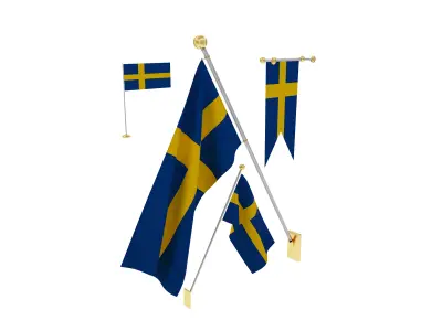 Flags of Sweden 3D model