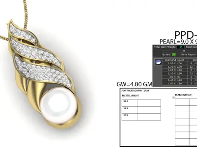 Pendants Collection pearl and diamond pendant gold 3D print model