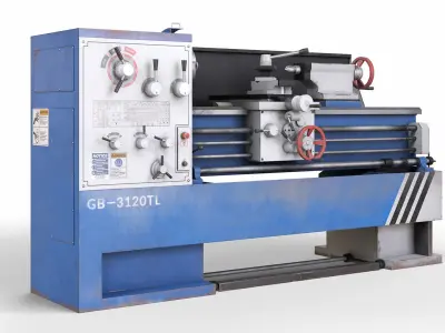 Turning lathe machine dirty Low-poly 3D model