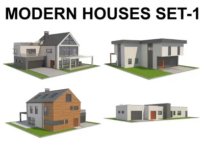 Modern House Set 1 Low-poly 3D model