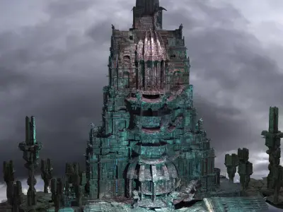 Steampunk Subnautical Realm city  3D model