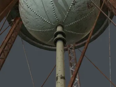 PBR Water Tower Low-poly 3D model