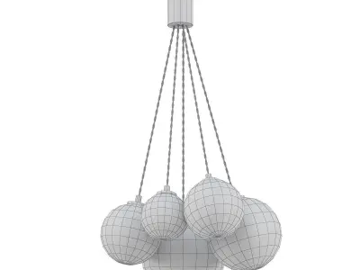 JODIS five light chandelier with clear balls hanging from gol... 3D model