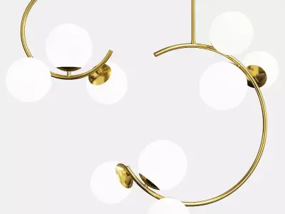 pendant light LED design gold with Shadow metal ring 6 light Low-poly 3D model