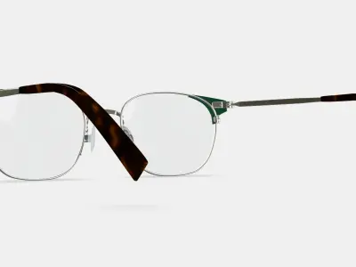 Heyward Eyeglasses in Antique Silver with Pine 3D model