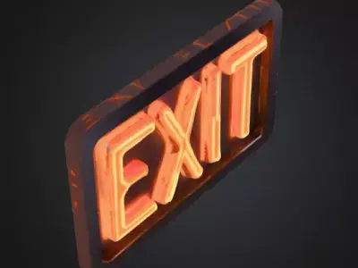 Neon Exit Sign Low-poly 3D model