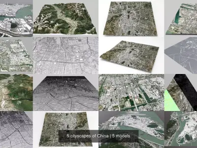 5 cityscapes of China 3D Model Pack