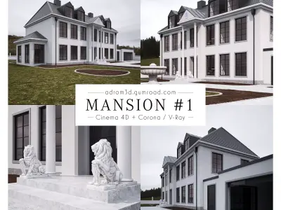 Mansion 1 for Cinema 4D with Corona and V-Ray 3D model