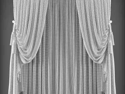 Curtain with drapes Low-poly 3D model 2