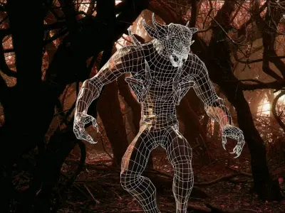 Predator humanoid creature Low-poly 3D model