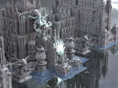 Lovecraftian Deep Water Temple Kitbash 3D model