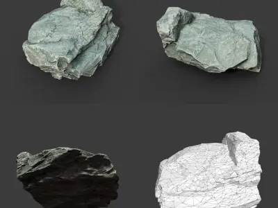 Gray Sharp Rock 220819 Photogrammetry - Ultra HD 16K Textures Low-poly 3D model