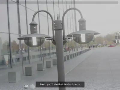 Street Light -7- Matt Black Version  3D Model Pack