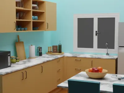 Doll Kitchen Low-poly 3D model