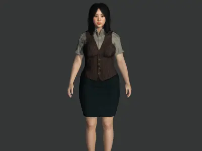 AAA 3D REALISTIC ASIAN CHARACTER-JAPANESE TEACHER  OFFICE WORKER Low-poly 3D model