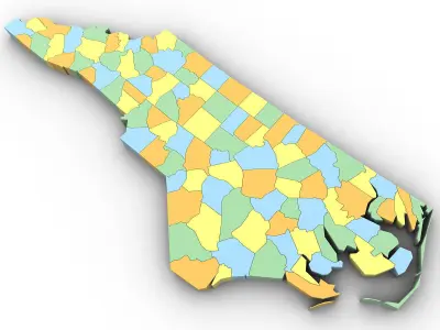 North Carolina Political Map 3D model