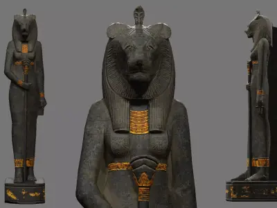 Statue of Bastet Low-poly 3D model