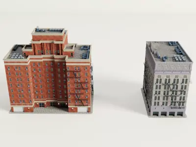 Classic American Apartment Building Collection Low-poly 3D model