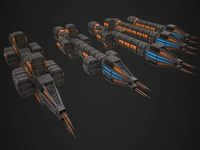 Modular Spaceship Six Low-poly 3D model