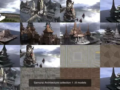 Samurai Architecture collection 1 3D Model Pack