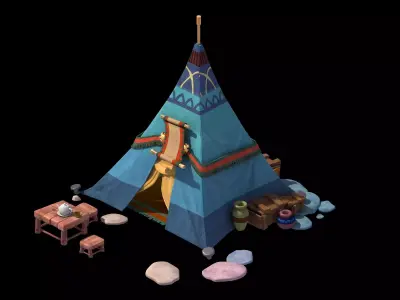 Single-mouth tapering tent 03 3D model