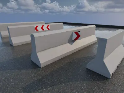 Concrete Road Barrier  3D model