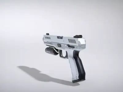 Futuristic Smart Pistol with Cyber Aesthetic Low-poly 3D model