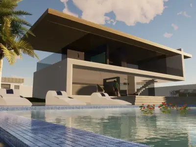 Modern chalet 3D model