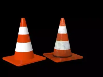 Road cone dirty and clean 3D model