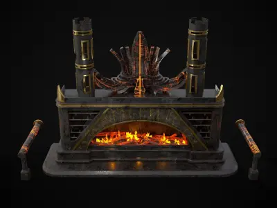 Dark Sci-fi Fire Pit Low-poly 3D model