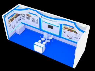 Booth Exhibition Design size 9x3 m one side open Low-poly 3D model