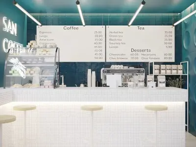 Black and White Cafe 2017 3D Scene 3D model