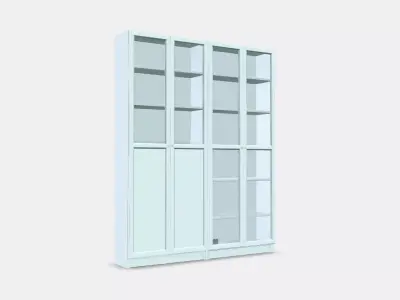BILLY - OXBERG Bookcase with panel-glass doors 2 Low-poly 3D model