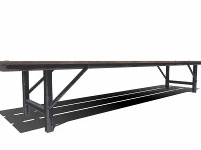 Old Outdoor Bench Low-poly PBR Free low-poly 3D model