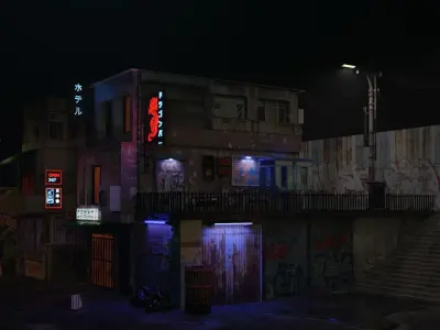 Cyberpunk Street Scene 3D model