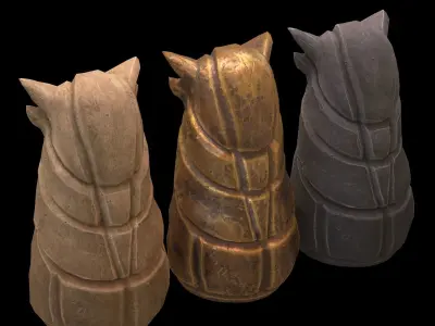 Totem three owl statues 3D model