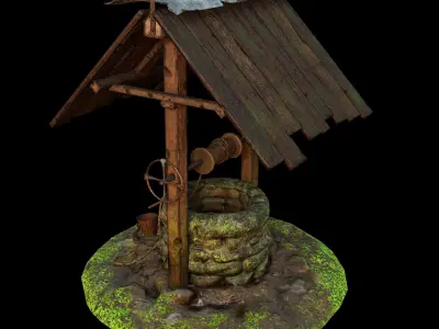 Water Well Low-poly 3D model 8