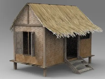 Indonesian Traditional House Low-poly 3D model