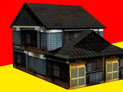 Super Lowpoly Japanese Dual-Roof House Low-poly 3D model