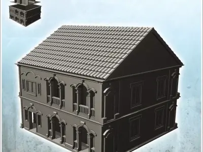 Colonial style house with tile roof 5 - Modern WW2 WW1 World War 3D print model