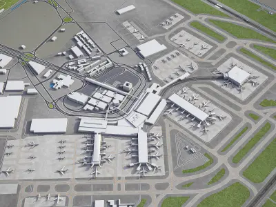 Rome - Fiumicino International Airport Leonardo da Vinci - FCO Low-poly 3D model