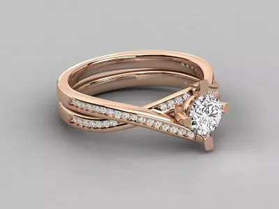 Women Light Weight Solitare Diamond Wedding Ring   16 3D print model
