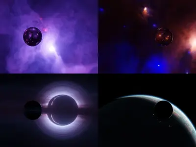 Space blackhole and nebula HDRI Sci-fi 3D Model Collection Low-poly 3D model