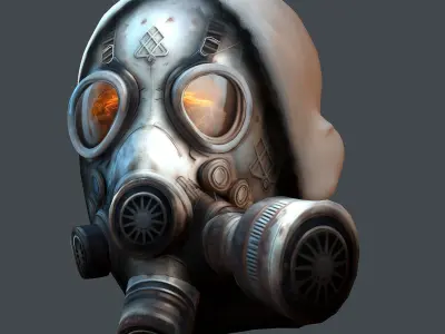 Gas mask helmet 3d model military combat fantasy cyborg Low-poly 3D model