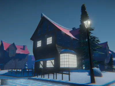 Winter House Low-poly 3D model