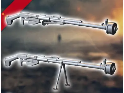 PTRS-41 anti-tank rifle 12 - Soviet army WW2 Second World East f 3D print model