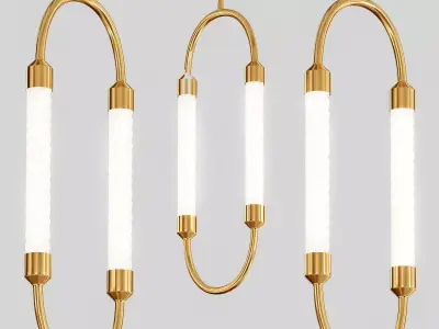 Wide Champagne Gold LED Mini Pendant 3D model