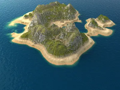 Tropical Island Terrain 8 Low-poly 3D model